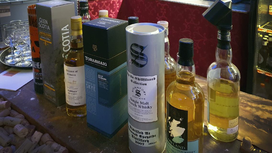 Die Auswahl der Whiskys für das Highland-Dinner 2022