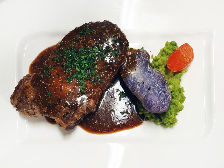 Pork Chop & Mustard Sauce, Pea-Puree, Potatoes "Blaue Anneliese"